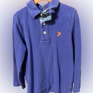 Mini Boden Vibrant Blue Long Sleeve Polo Shirt with Stars Size 5